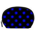 Polka Dots - Blue on Black Accessory Pouch (Large)