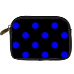 Polka Dots - Blue on Black Digital Camera Leather Case