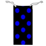 Polka Dots - Blue on Black Jewelry Bag