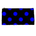 Polka Dots - Blue on Black Pencil Case