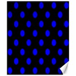 Polka Dots - Blue on Black Canvas 8  x 10 