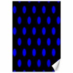 Polka Dots - Blue on Black Canvas 12  x 18 