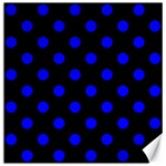 Polka Dots - Blue on Black Canvas 16  x 16 