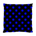 Polka Dots - Blue on Black Standard Cushion Case (One Side)