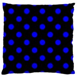 Polka Dots - Blue on Black Large Cushion Case (One Side)