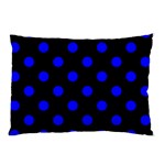 Polka Dots - Blue on Black Pillow Case (Two Sides)