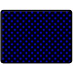 Polka Dots - Blue on Black Fleece Blanket (Large) (One Side)