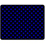 Polka Dots - Blue on Black Double Sided Fleece Blanket (Medium) (Two Sides)