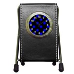 Polka Dots - Blue on Black Pen Holder Desk Clock