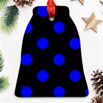 Polka Dots - Blue on Black Ornament (Bell)