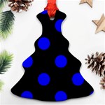 Polka Dots - Blue on Black Christmas Tree Ornament (Two Sides)