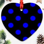 Polka Dots - Blue on Black Ornament (Heart)