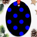 Polka Dots - Blue on Black Ornament (Oval)