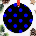 Polka Dots - Blue on Black Ornament (Round)