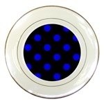 Polka Dots - Blue on Black Porcelain Plate