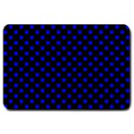 Polka Dots - Blue on Black Large Doormat