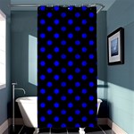 Polka Dots - Blue on Black Shower Curtain 36  x 72  (Stall)