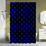 Polka Dots - Blue on Black Shower Curtain 48  x 72  (Small)