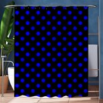 Polka Dots - Blue on Black Shower Curtain 60  x 72  (Medium)