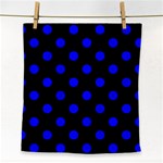 Polka Dots - Blue on Black Face Towel