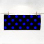 Polka Dots - Blue on Black Hand Towel