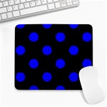 Polka Dots - Blue on Black Large Mousepad