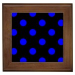 Polka Dots - Blue on Black Framed Tile