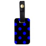 Polka Dots - Blue on Black Luggage Tag (One Side)