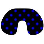 Polka Dots - Blue on Black Travel Neck Pillow