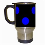 Polka Dots - Blue on Black Travel Mug (Black)