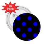 Polka Dots - Blue on Black 2.25  Button (10 pack)