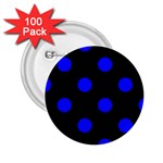 Polka Dots - Blue on Black 2.25  Button (100 pack)