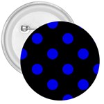 Polka Dots - Blue on Black 3  Button