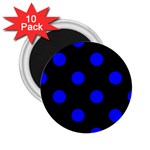 Polka Dots - Blue on Black 2.25  Magnet (10 pack)