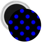 Polka Dots - Blue on Black 3  Magnet