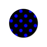 Polka Dots - Blue on Black Magnet 3  (Round)