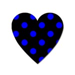 Polka Dots - Blue on Black Magnet (Heart)