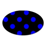 Polka Dots - Blue on Black Magnet (Oval)