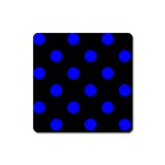 Polka Dots - Blue on Black Magnet (Square)