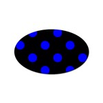 Polka Dots - Blue on Black Sticker (Oval)