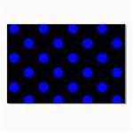 Polka Dots - Blue on Black Postcard 4  x 6 