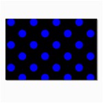 Polka Dots - Blue on Black Postcard 5  x 7 