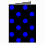 Polka Dots - Blue on Black Greeting Card