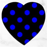 Polka Dots - Blue on Black Jigsaw Puzzle (Heart)