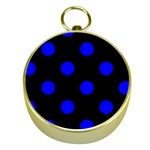 Polka Dots - Blue on Black Gold Compass