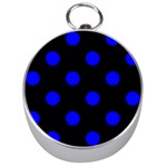 Polka Dots - Blue on Black Silver Compass