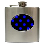 Polka Dots - Blue on Black Hip Flask (6 oz)