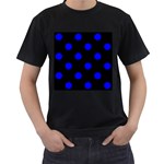 Polka Dots - Blue on Black Men s T-Shirt (Black)