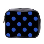 Polka Dots - Cerulean Blue on Black Mini Toiletries Bag (Two Sides)