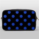 Polka Dots - Cerulean Blue on Black Toiletries Bag (One Side)